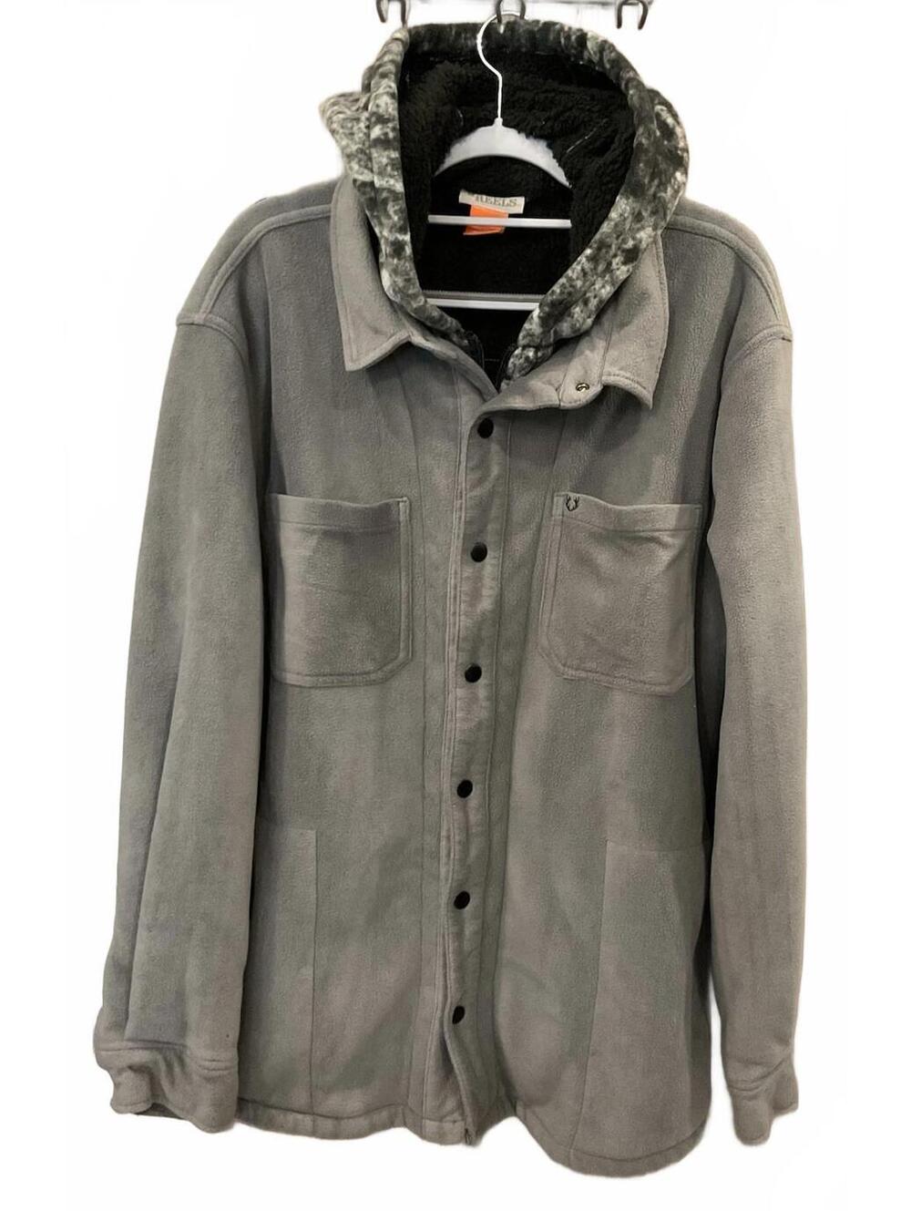 Racks & Reels Mens Hooded Snap Up Gray Jacket Size L
